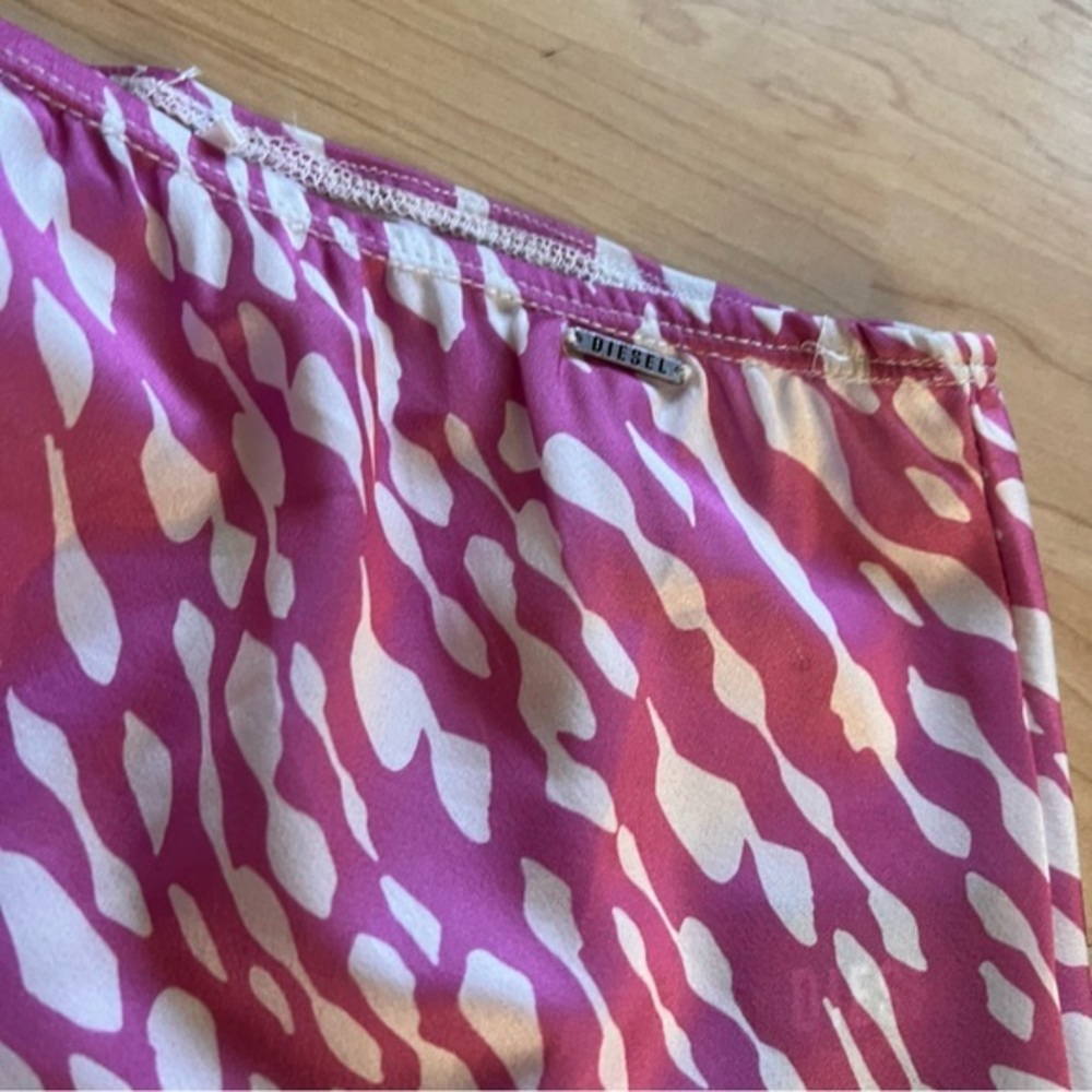 DIESEL Y2K Patterned Pink Satin Midi Skirt Size Medium - Picture 2 of 7